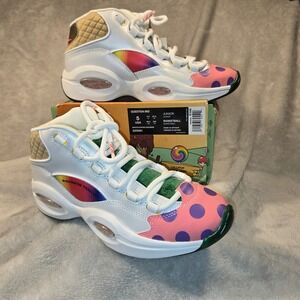 Reebok Question Mid Candy Land Kids Basketball Shoes White Pink GZ0081 Size 5Y